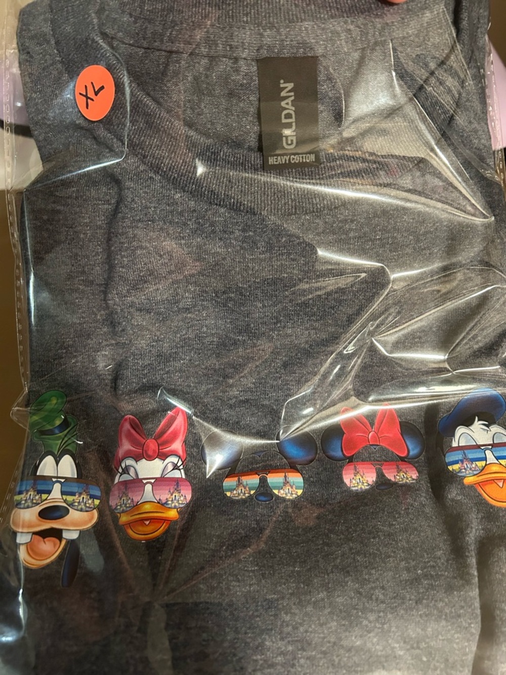 Gildan Dark Heather Gray Disney Sunglasses Character Tee XLG